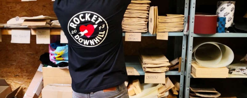 Back print on our ROCKET Downhill Logo T-Shirt in black, available in sizes S to XXL