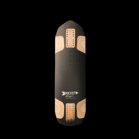 Bottom view product shot of the ROCKET Don Longboard, square format