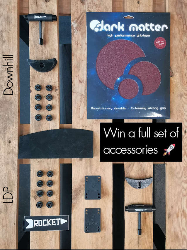 Accessories contest to celebrate our updated footstops. All accessories laid flat across a wooden pallet table